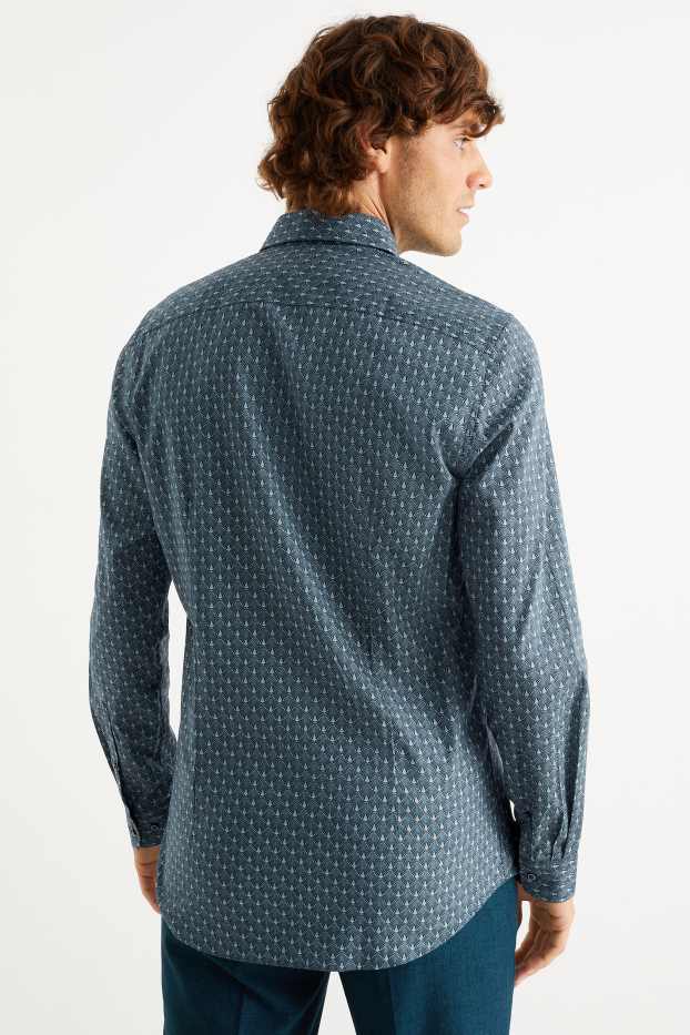 Men - Business shirt - slim fit - kent collar - petrol