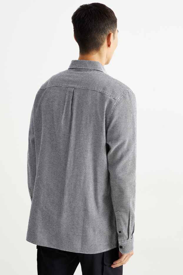Home - Camisa - regular fit - button-down - de quadres - negre/blanc