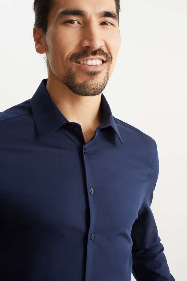 Herren - Businesshemd - Slim Fit - Kent - bügelleicht - dunkelblau