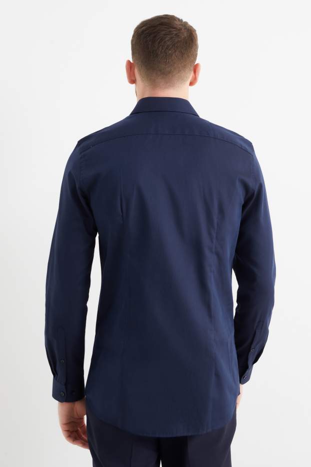 Hombre - Camisa de oficina - slim fit - Kent - de planchado fácil - azul oscuro