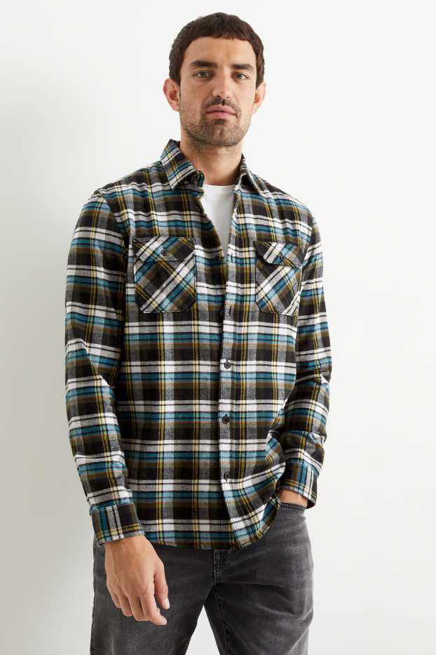 Home - Camisa de franel·la - regular fit - Kent - de quadres - verd