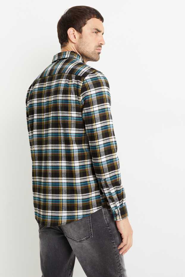 Home - Camisa de franel·la - regular fit - Kent - de quadres - verd