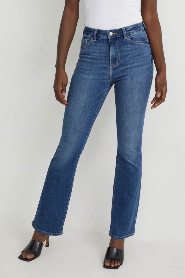 Damen - Bootcut Jeans - High Waist - jeansblau