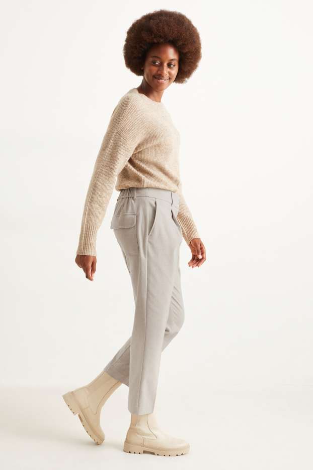 Donna - Pantaloni di stoffa - vita alta - tapered fit - bianco crema