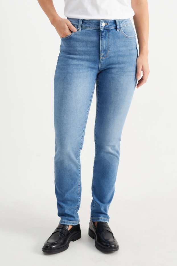 Women - Slim jeans - mid-rise waist - shaping jeans - LYCRA® - denim-light blue