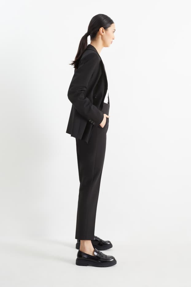 Women - Cloth trousers - high waist - tapered fit - black