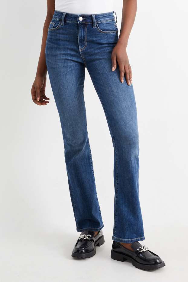 Women - Bootcut jeans - mid-rise waist - LYCRA® - blue denim