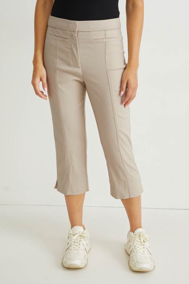 Dames - Pantalon - high waist - cigarette fit - beige
