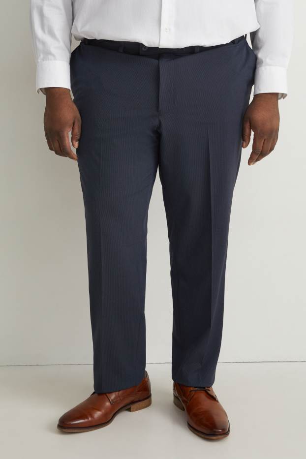 Pánské - Oblekové kalhoty - regular fit - Flex - tmavomodrá