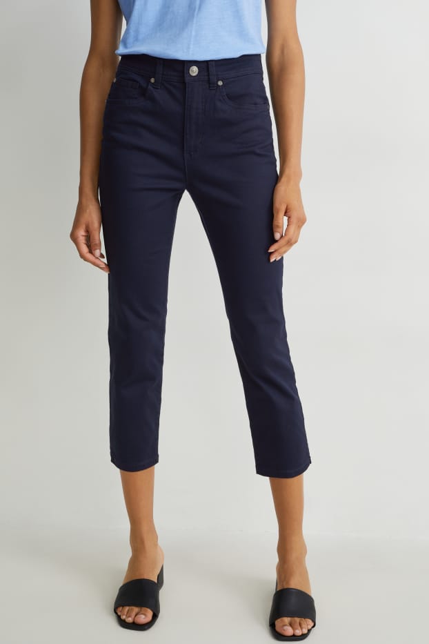 Donna - Pantaloni di stoffa - vita media - skinny fit - blu scuro