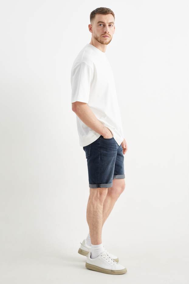 Pánské - Džínové šortky - jog denim - LYCRA® - džíny - tmavomodré