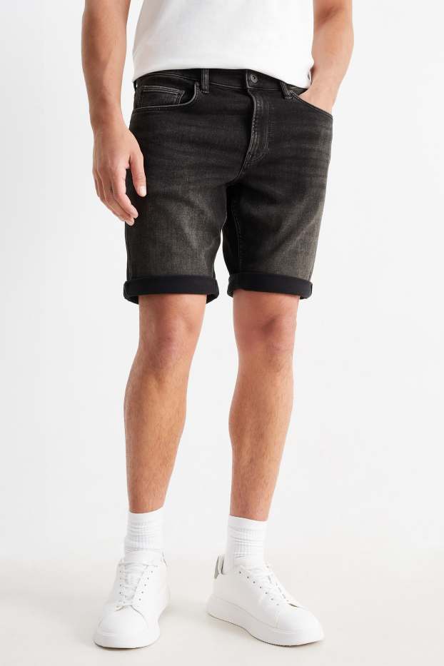 Pánské - Džínové šortky - Flex jog denim - LYCRA® - černá