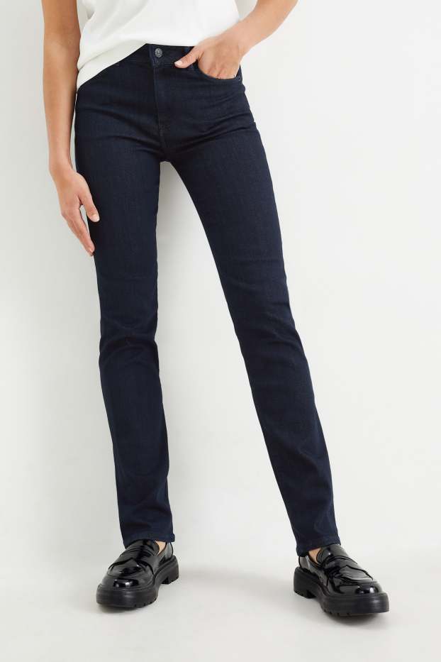 Dámské - Premium Denim by C&A - straight jeans - mid waist - LYCRA® - džíny - tmavomodré