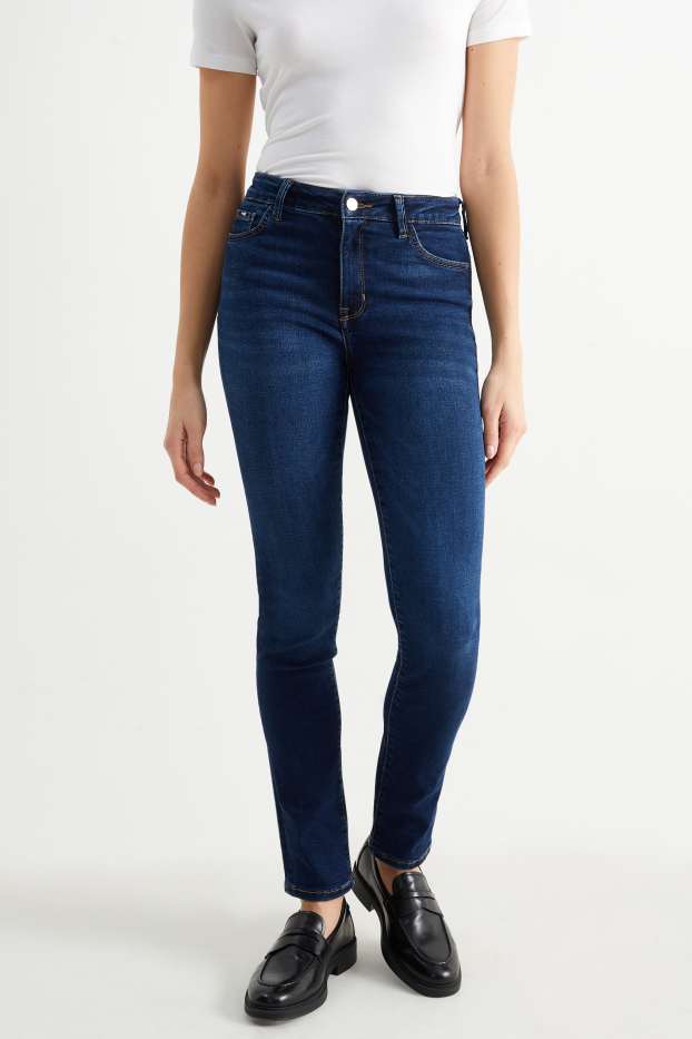 Women - Slim jeans - mid-rise waist - shaping jeans - LYCRA® - blue denim