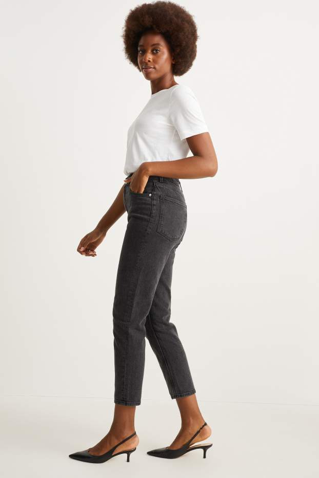 Damen - Mom Jeans - High Waist - LYCRA® - jeansgrau