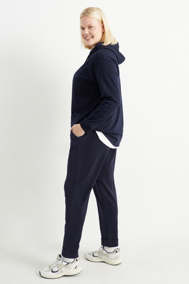 Women - Cloth trousers - mid-rise waist - tapered fit - dark blue
