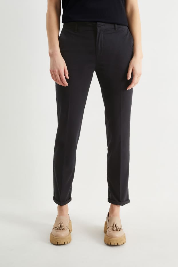 Damen - Chino - Mid Waist - Tapered Fit - schwarz