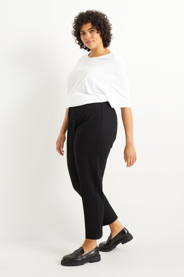 Women - Jersey trousers - regular fit - black