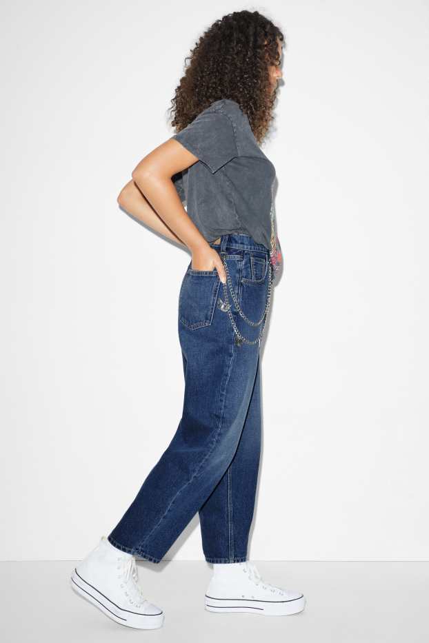 Femmes - Jean ballon - high waist - jean bleu clair