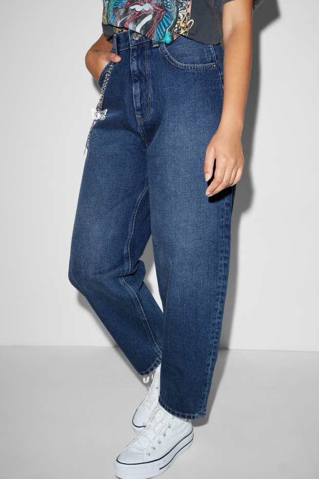 Femmes - Jean ballon - high waist - jean bleu clair