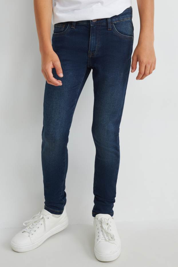 Kinderen: jongens - Skinny jeans - jog denim - jeansdonkerblauw