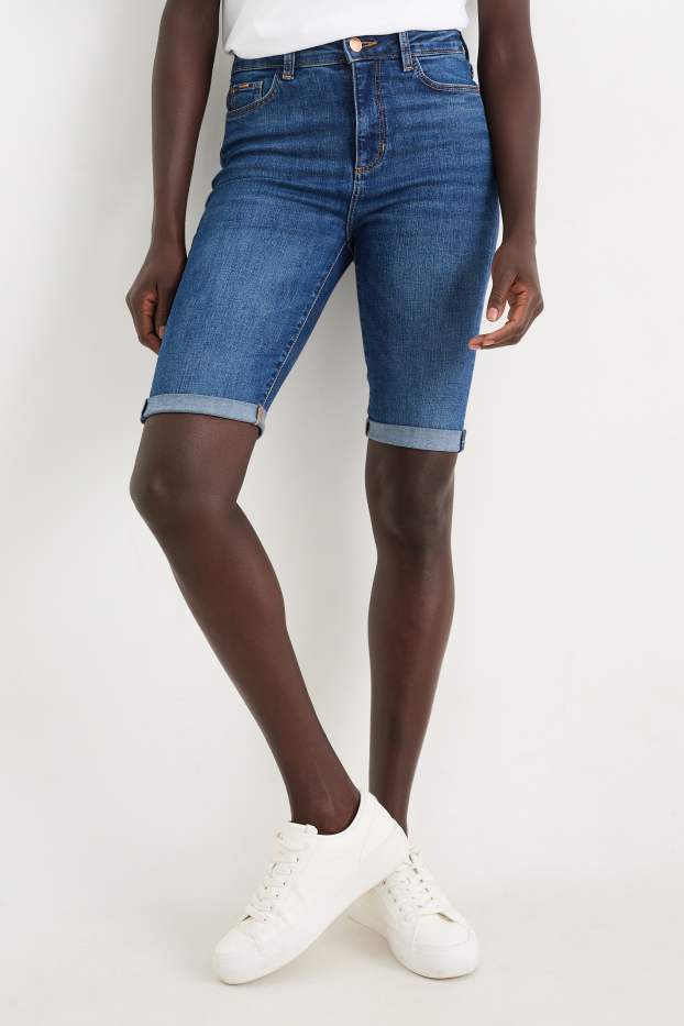 Damen - Jeans-Bermudas - Mid Waist - LYCRA® - jeansblau