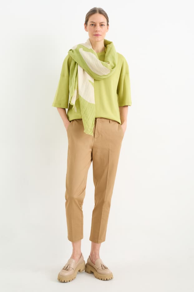 Damen - Chino - Mid Waist - Tapered Fit - hellbraun