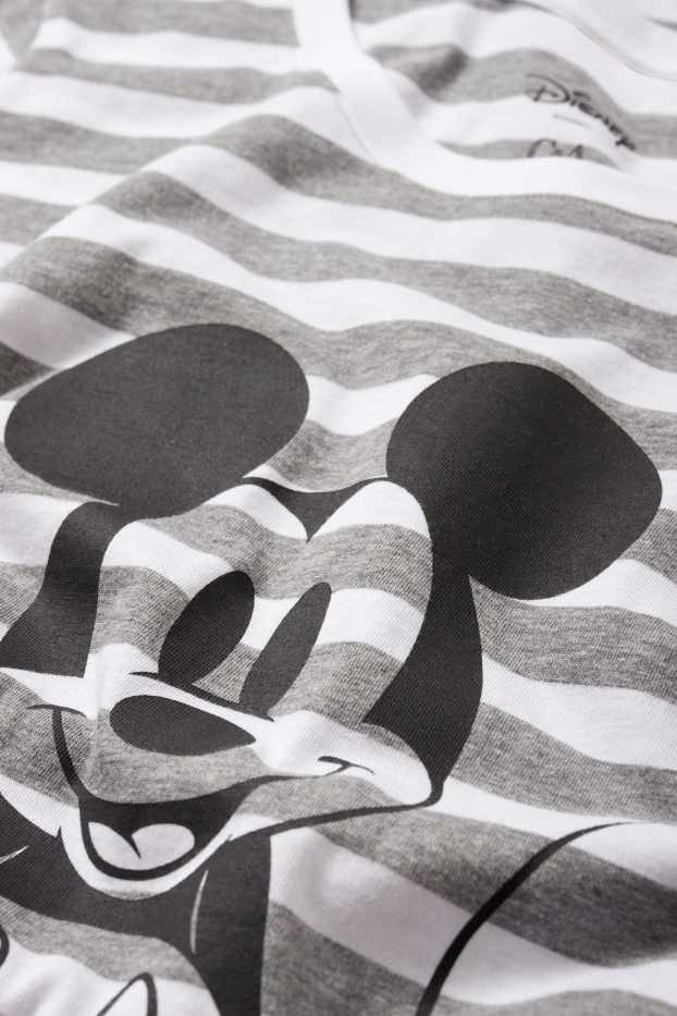 Damen - Nachthemd - Micky Maus - gestreift - grau