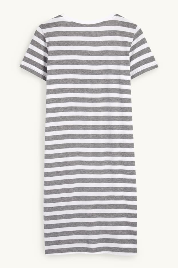 Damen - Nachthemd - Micky Maus - gestreift - grau