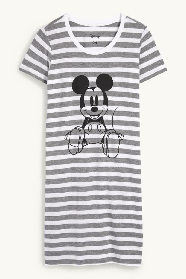 Damen - Nachthemd - Micky Maus - gestreift - grau