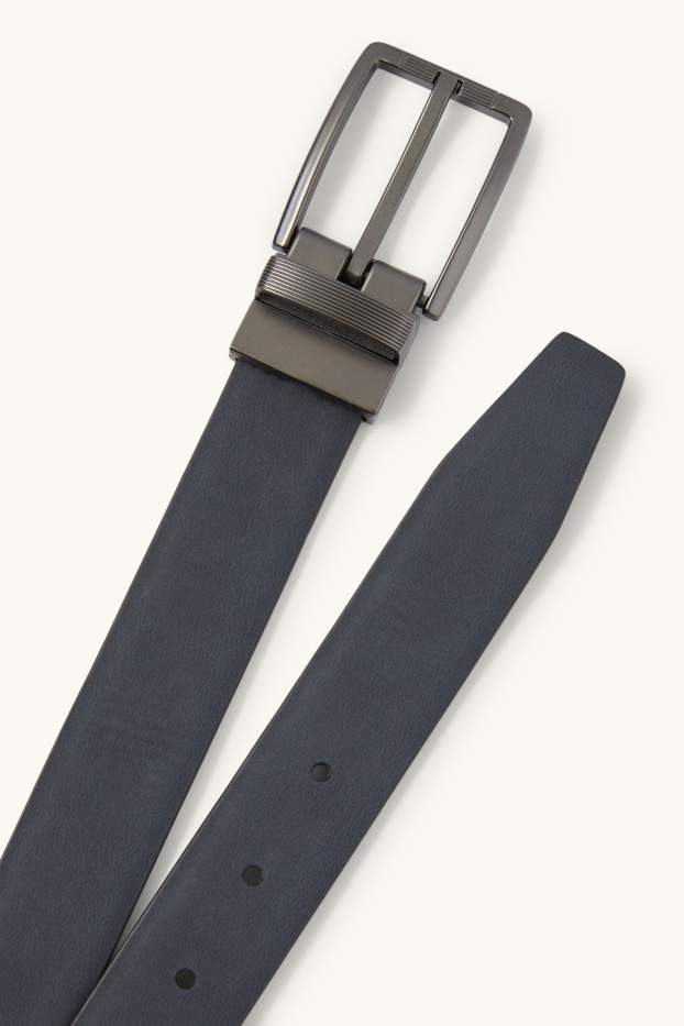 Bărbați - Curea reversibilă - imitație de piele - albastru închis