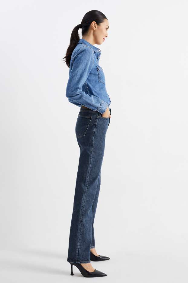 Women - Straight jeans - high waist - LYCRA® - blue denim