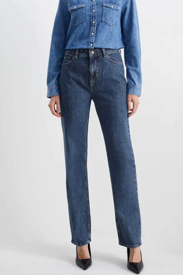 Women - Straight jeans - high waist - LYCRA® - blue denim