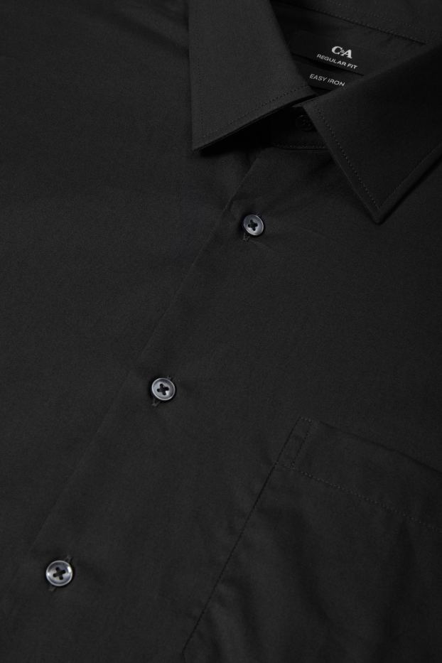 Hommes - Chemise de bureau - regular fit - manches ultra-longues - facile à repasser - noir