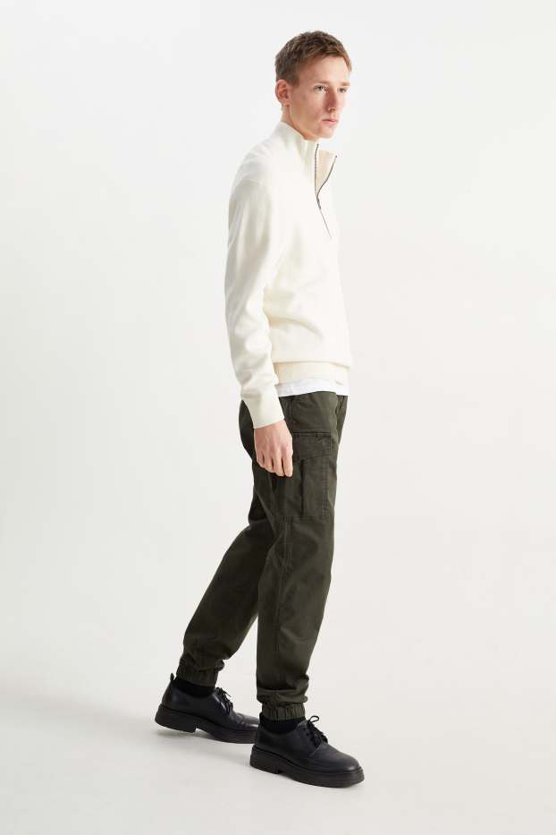 Hommes - Pantalon cargo - regular fit - LYCRA® - jean vert