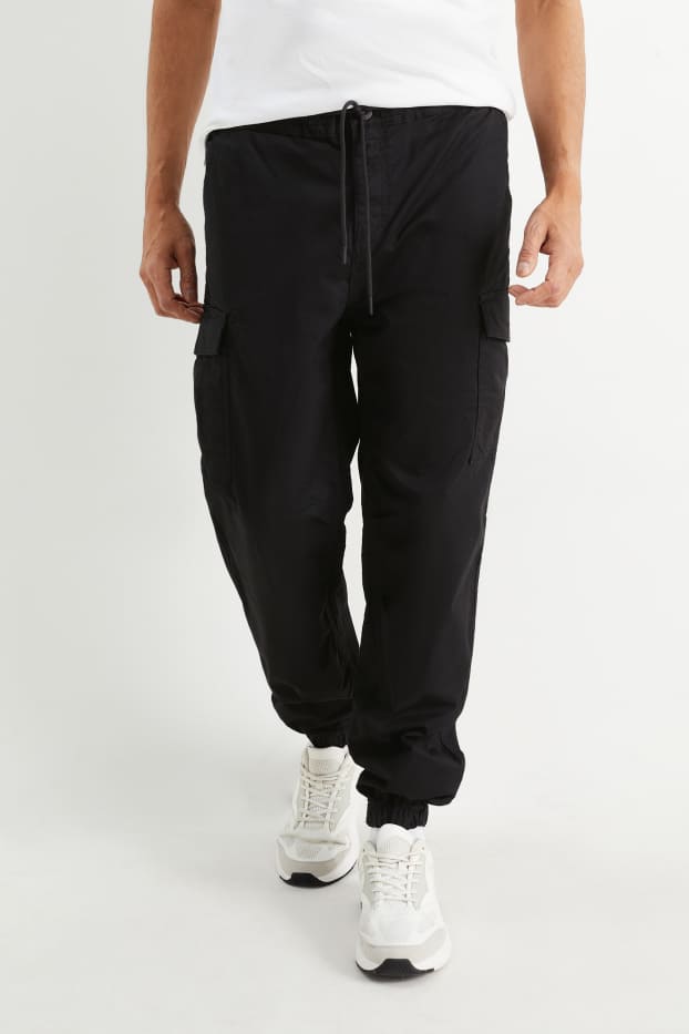 Hommes - Pantalon cargo - regular fit - LYCRA® - noir