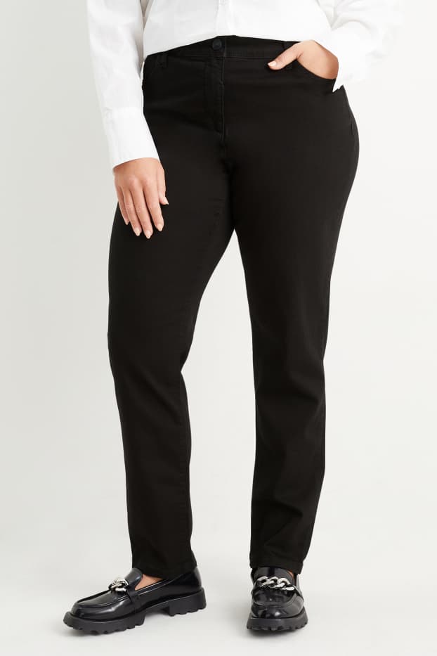 Damen - Slim Jeans - Mid Waist - schwarz