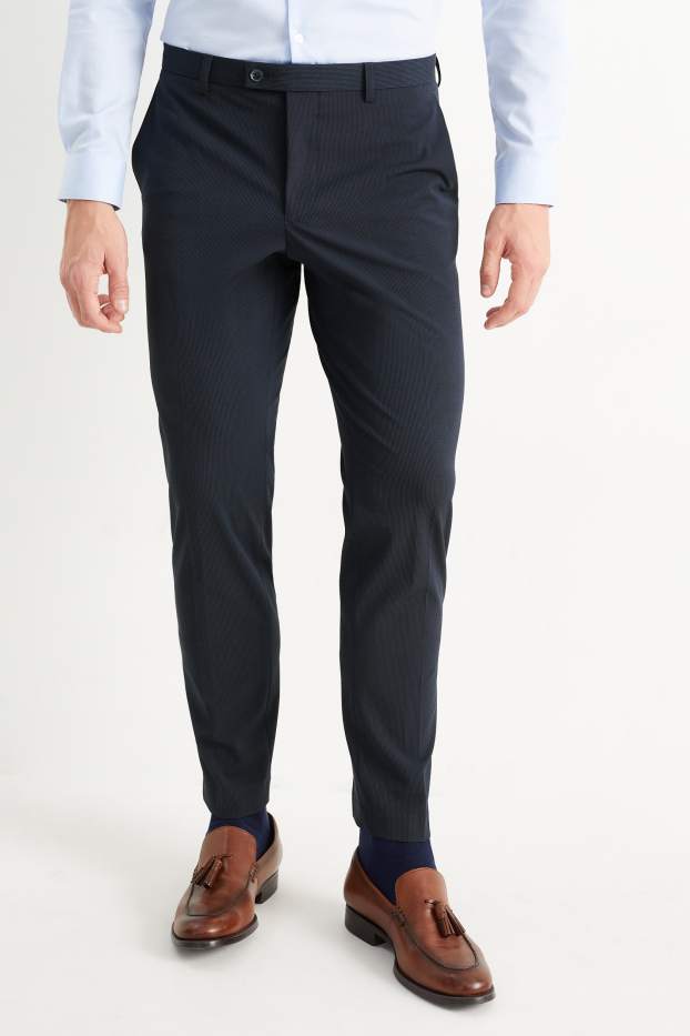 Hommes - Pantalon de costume - body fit - Flex - 4 Way Stretch - bleu foncé