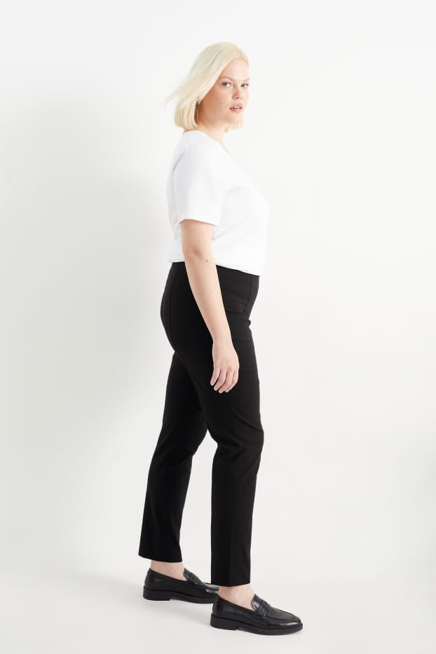 Women - Cloth trousers - high waist - LYCRA® - black