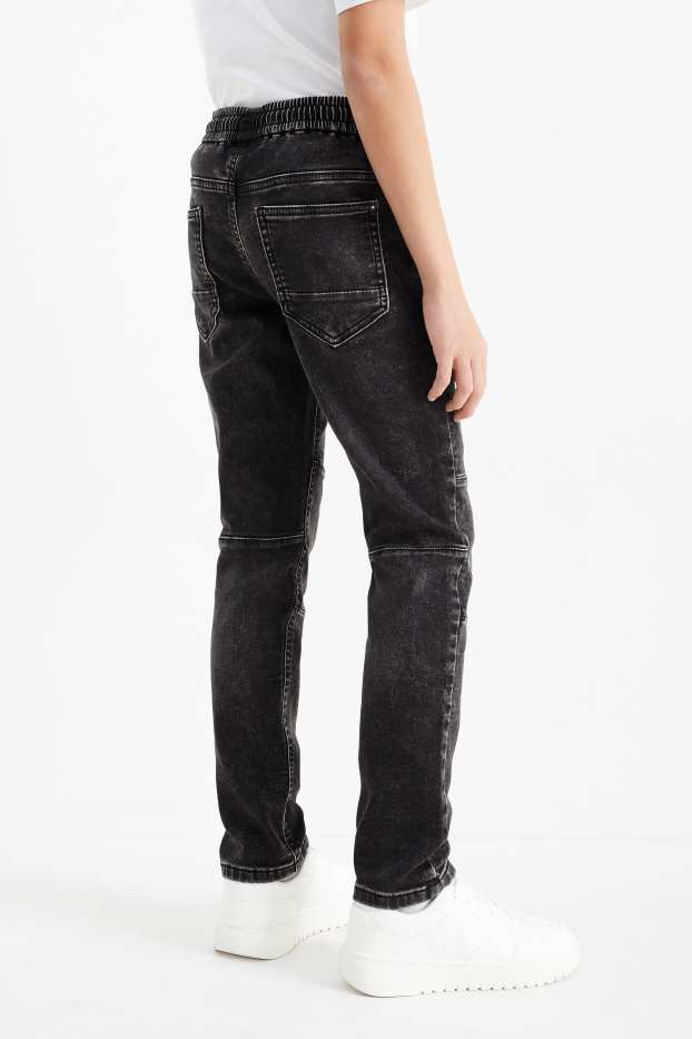 Děti - chlapci - Slim jeans - jog denim - tmavošedá