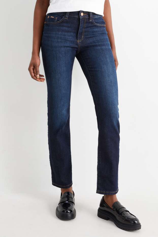 Damen - Straight Jeans - Mid Waist - LYCRA® - dunkeljeansblau