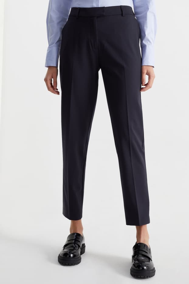 Dona - Pantalons formals - mid waist - slim fit - Mix & Match - blau fosc