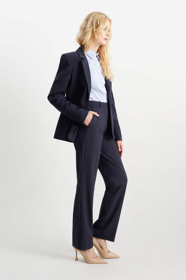 Femmes - Pantalon de bureau - mid-waist - coupe droite - Mix & Match - bleu foncé