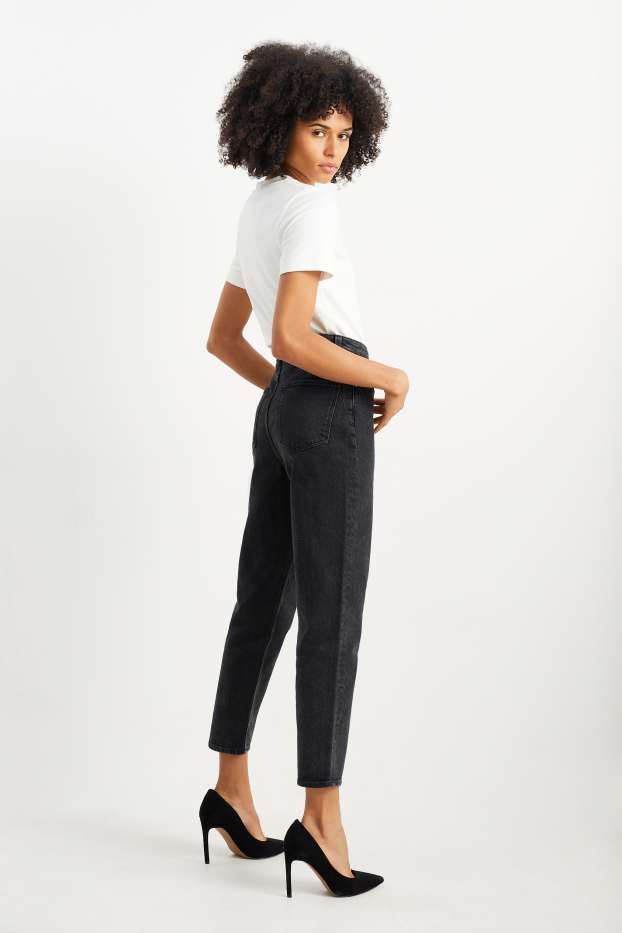 Donna - Mom jeans - vita alta - LYCRA® - jeans grigio scuro
