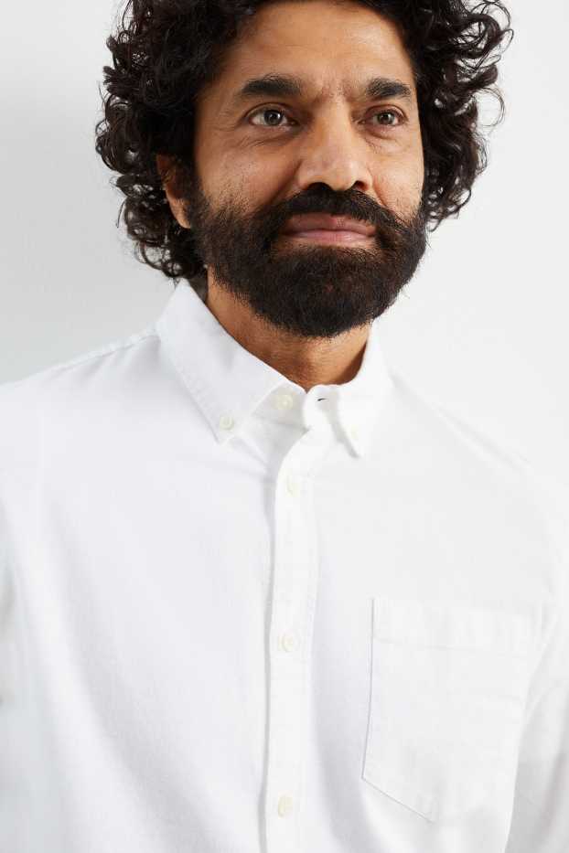 Herren - Oxford Hemd - Regular Fit - Button-down - weiß