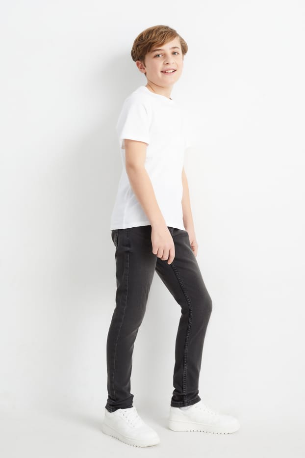 Kinderen: jongens - Skinny jeans - jog denim - jeansdonkergrijs