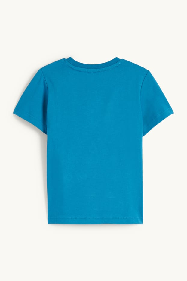 Children Boys - Vehicles - short sleeve T-shirt - shiny - blue