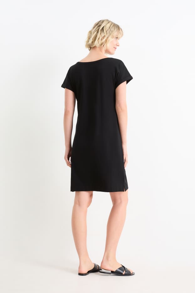 Dona - Vestit bàsic estil samarreta - negre