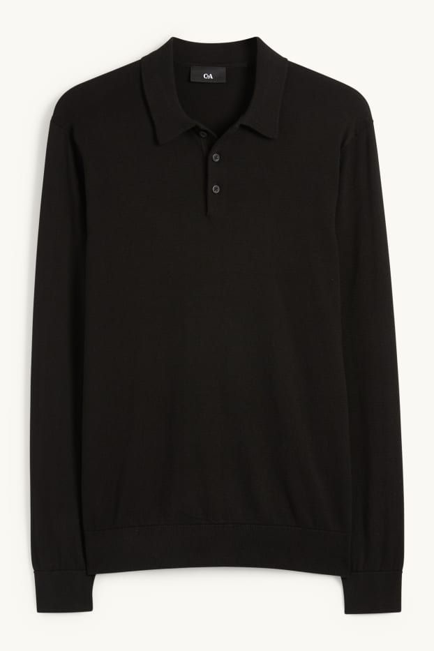 Uomo - Maglione in maglia fine - nero