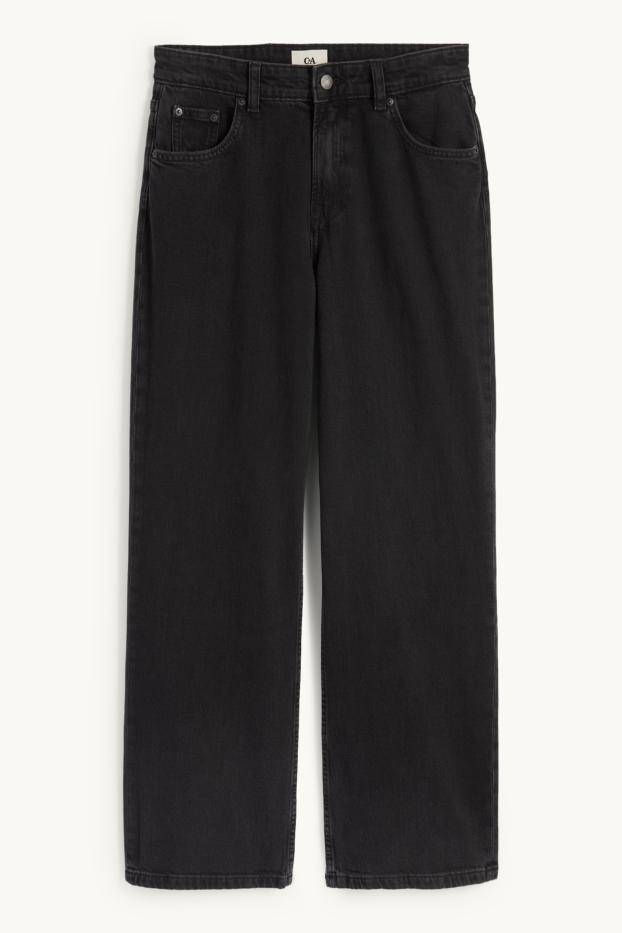 Dames - Baggy jeans - mid waist - jeansdonkergrijs